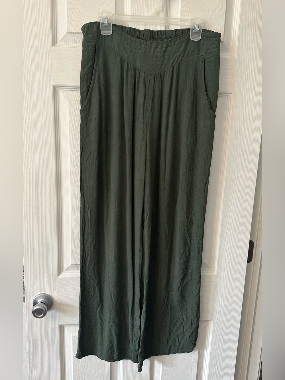 Kingston Grey Olive Wide-Leg Pull-On Pants